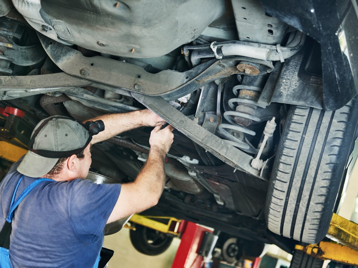 car mechanic fixing car