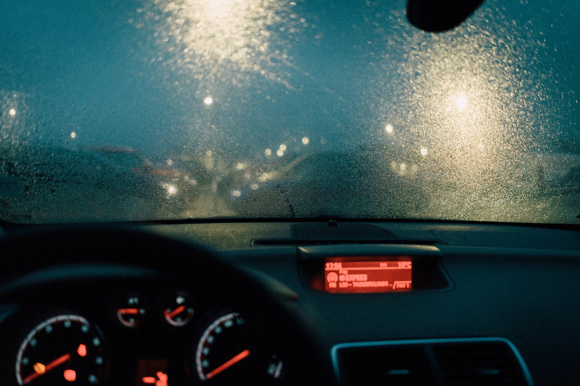 photo of windshield during rainy weather